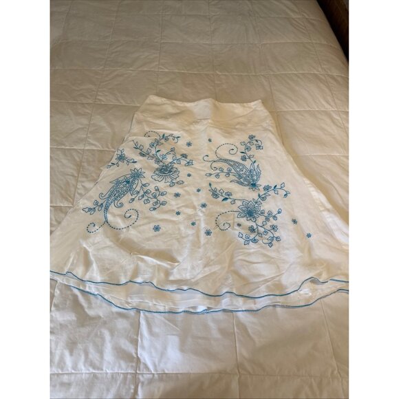 Nine & Company linen Floral Embroidered A-Line Flared Flowy Sz 8  fairy coquette - Picture 9 of 10